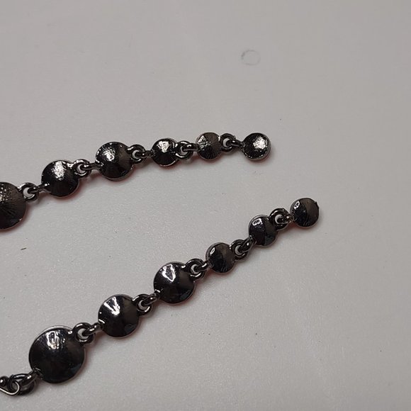 Long Red Glass And Dark Silver Tone Metal Dangle Earrings - Picture 12 of 12